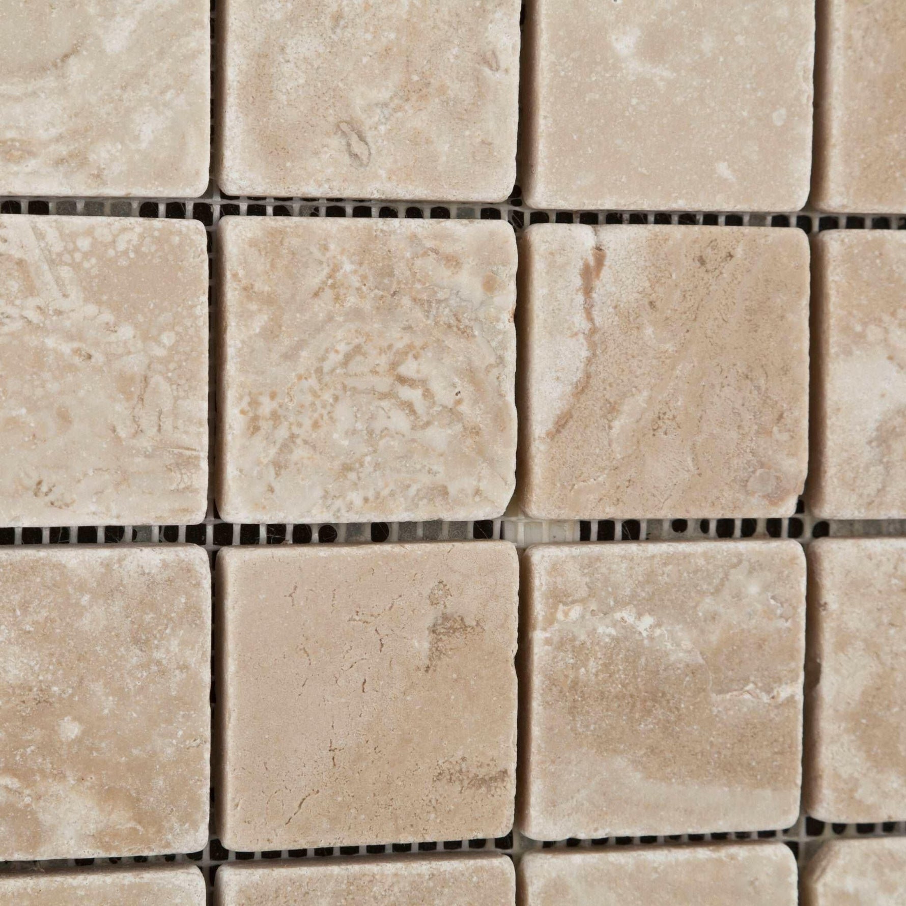 2 X 2 Durango Cream Travertine Tumbled Mosaic Tile-Travertine Mosaic-American Tile Depot