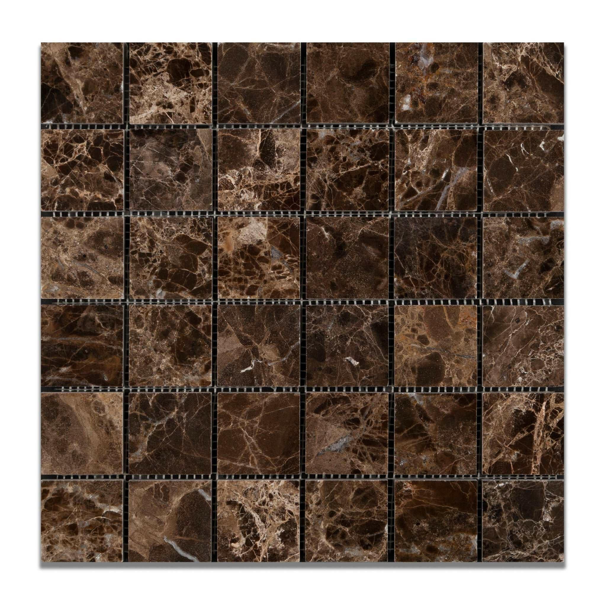 2 X 2 Emperador Dark Marble Polished Mosaic Tile-Marble Mosaic-American Tile Depot