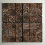 2 X 2 Emperador Dark Marble Tumbled Mosaic Tile-Marble Mosaic-American Tile Depot