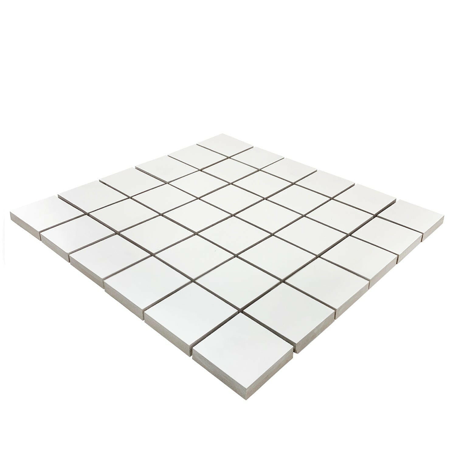 2 X 2 Full White Square Matte Porcelain Mosaic Tile-Marble Mosaic-American Tile Depot