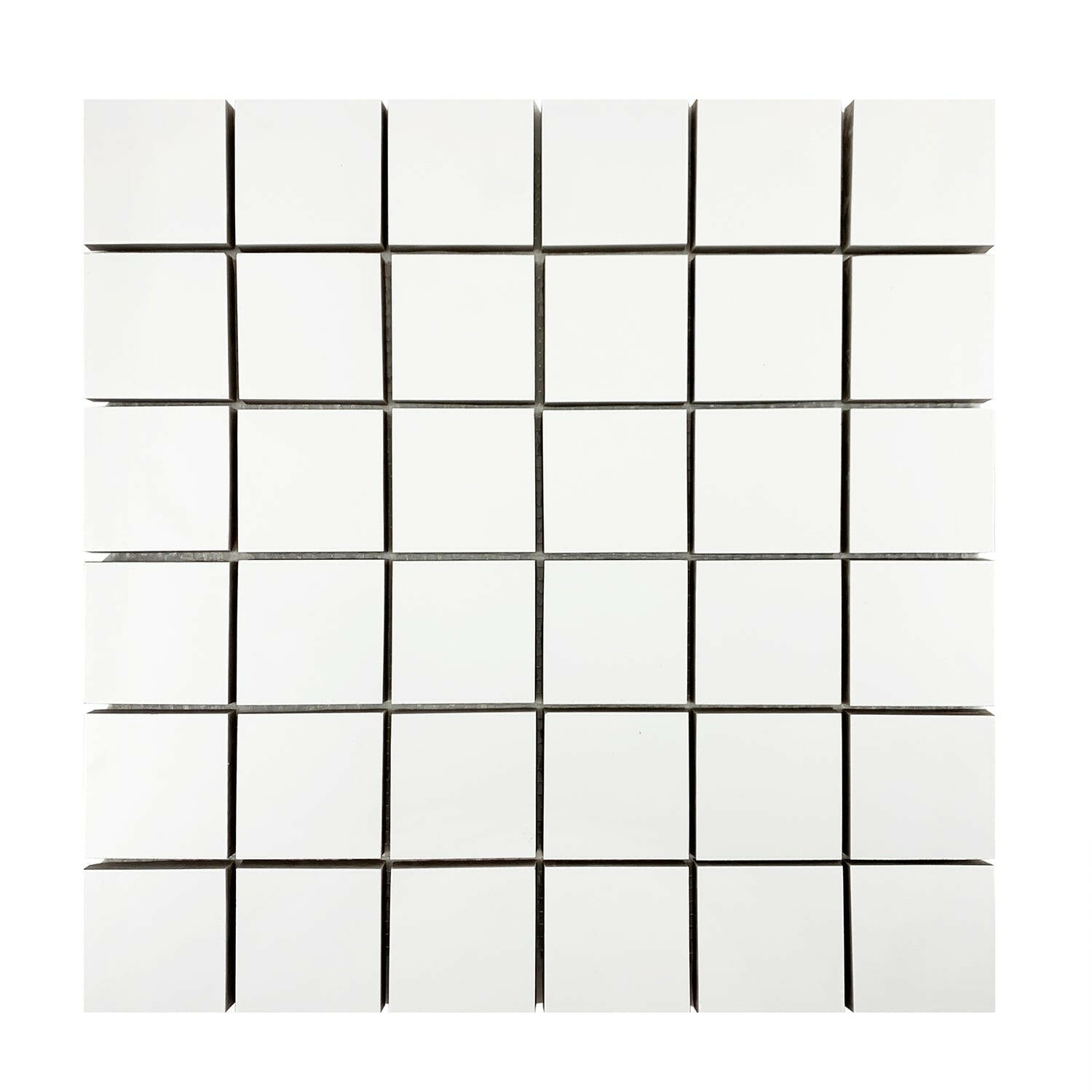 2 X 2 Full White Square Matte Porcelain Mosaic Tile-Marble Mosaic-American Tile Depot