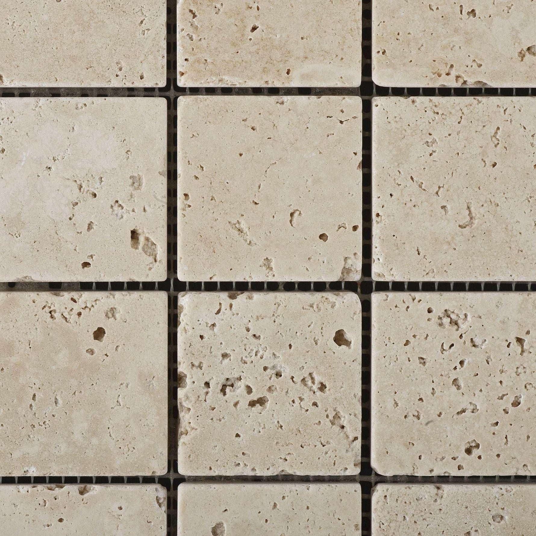 2 X 2 Ivory Travertine Tumbled Mosaic Tile-Travertine Mosaic-American Tile Depot