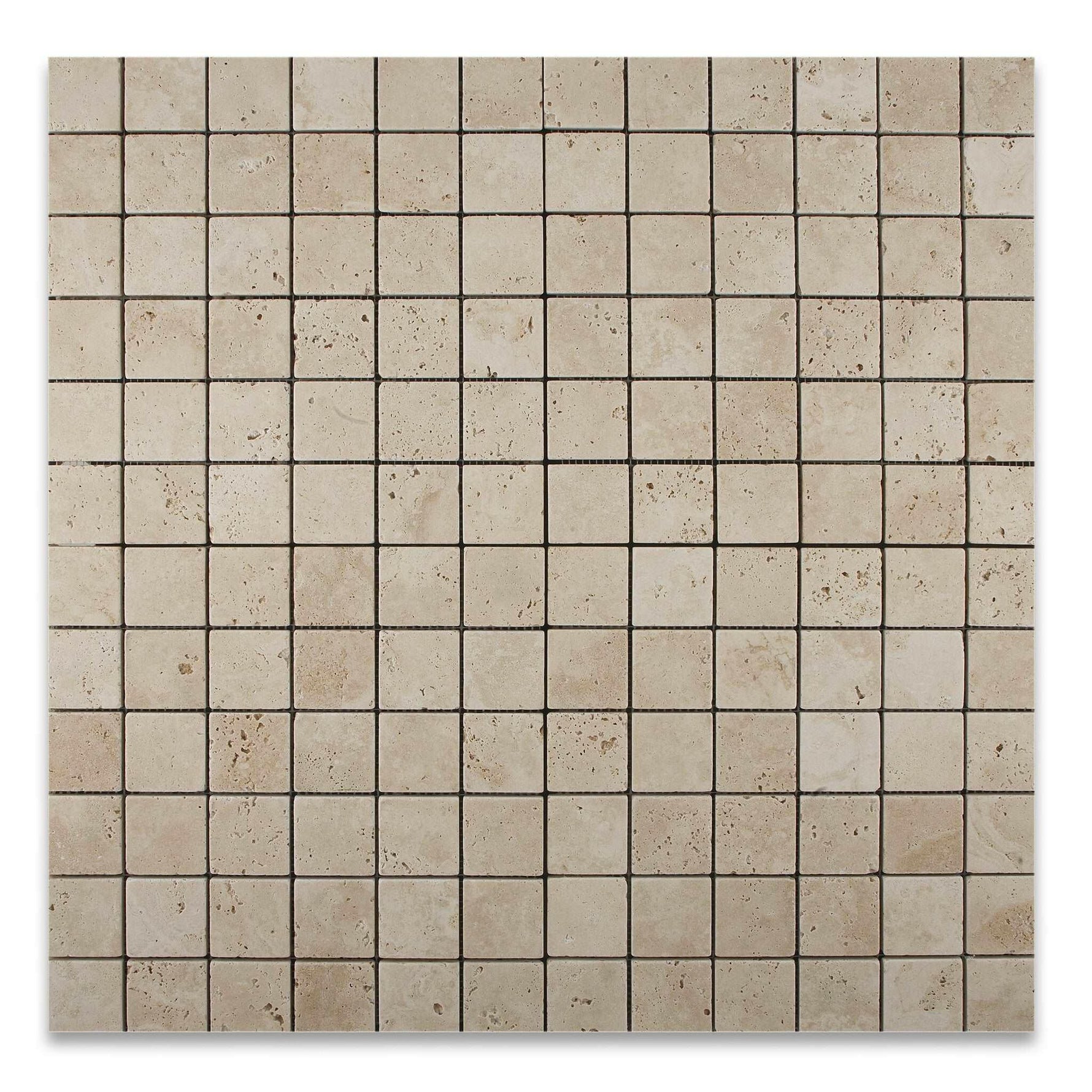 2 X 2 Ivory Travertine Tumbled Mosaic Tile-Travertine Mosaic-American Tile Depot