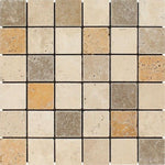 2 X 2 Mixed Travertine Tumbled Mosaic Tile-Travertine Mosaic-American Tile Depot