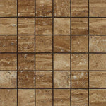 2 X 2 Noce Exotic Travertine (Vein-Cut) Brushed & Unfilled Mosaic Tile-Travertine Mosaic-American Tile Depot