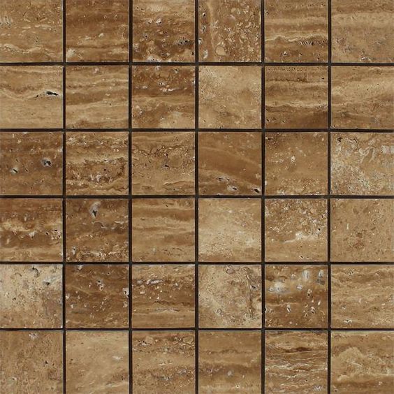 2 X 2 Noce Exotic Travertine (Vein-Cut) Brushed & Unfilled Mosaic Tile-Travertine Mosaic-American Tile Depot