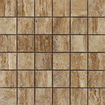 2 X 2 Noce Exotic Travertine (Vein-Cut) Polished & Unfilled Mosaic Tile-Travertine Mosaic-American Tile Depot