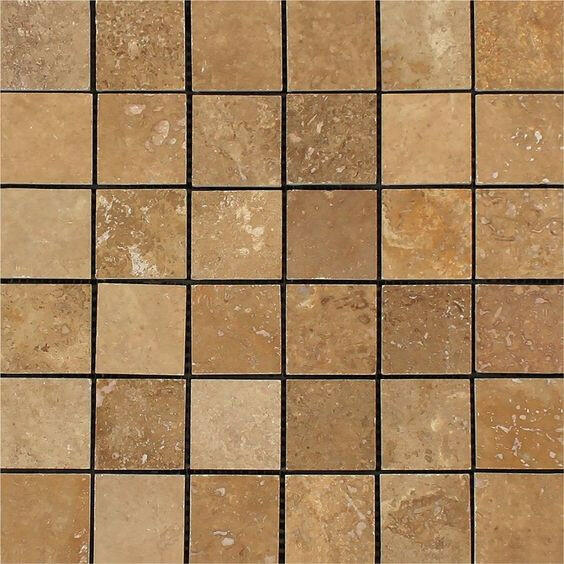 2 X 2 Noce Travertine Honed Mosaic Tile-Travertine Mosaic-American Tile Depot