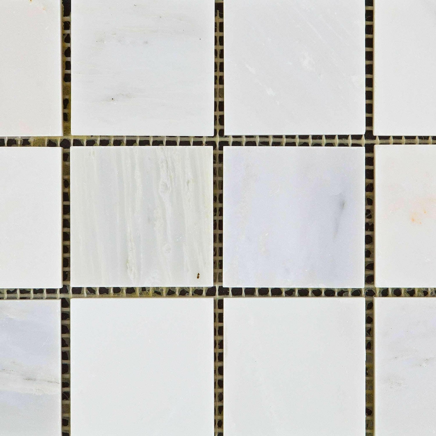 2 X 2 Oriental White / Asian Statuary Marble Honed Mosaic Tile-Marble Mosaic-American Tile Depot