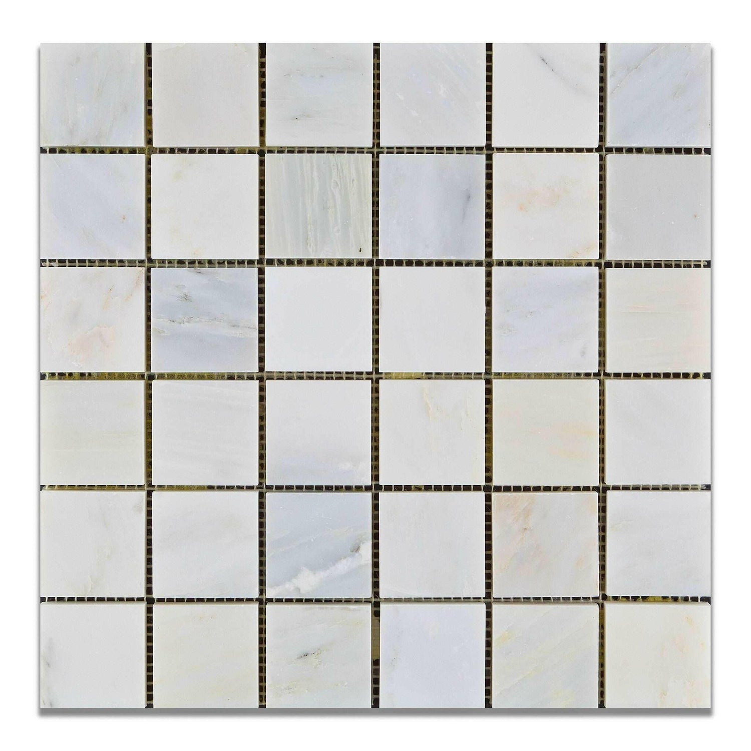 2 X 2 Oriental White / Asian Statuary Marble Honed Mosaic Tile-Marble Mosaic-American Tile Depot