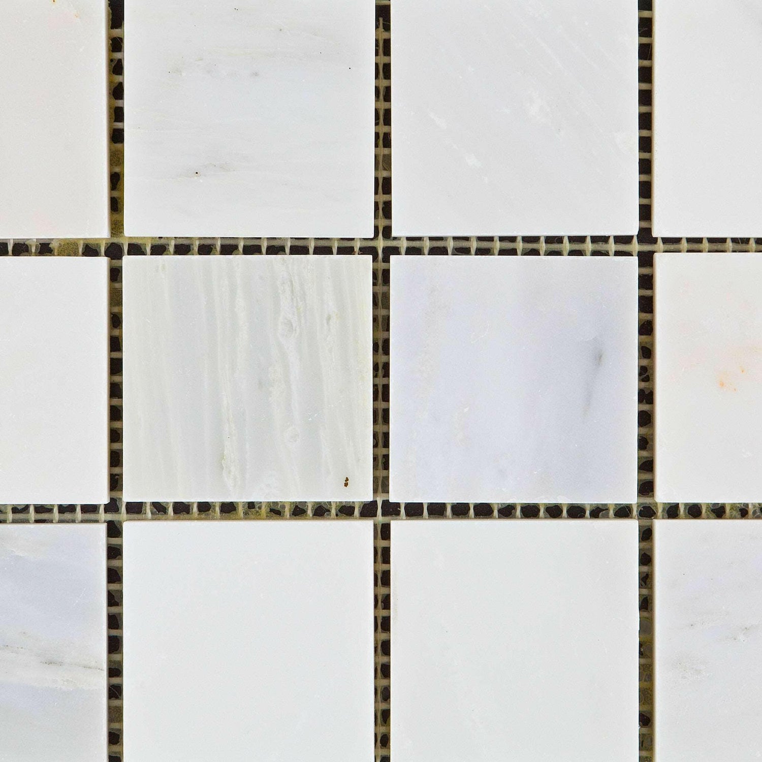 2 X 2 Oriental White / Asian Statuary Marble Polished Mosaic Tile-Marble Mosaic-American Tile Depot