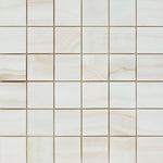 2 X 2 Premium White Onyx VEIN-CUT Polished Mosaic Tile-Marble Mosaic-American Tile Depot