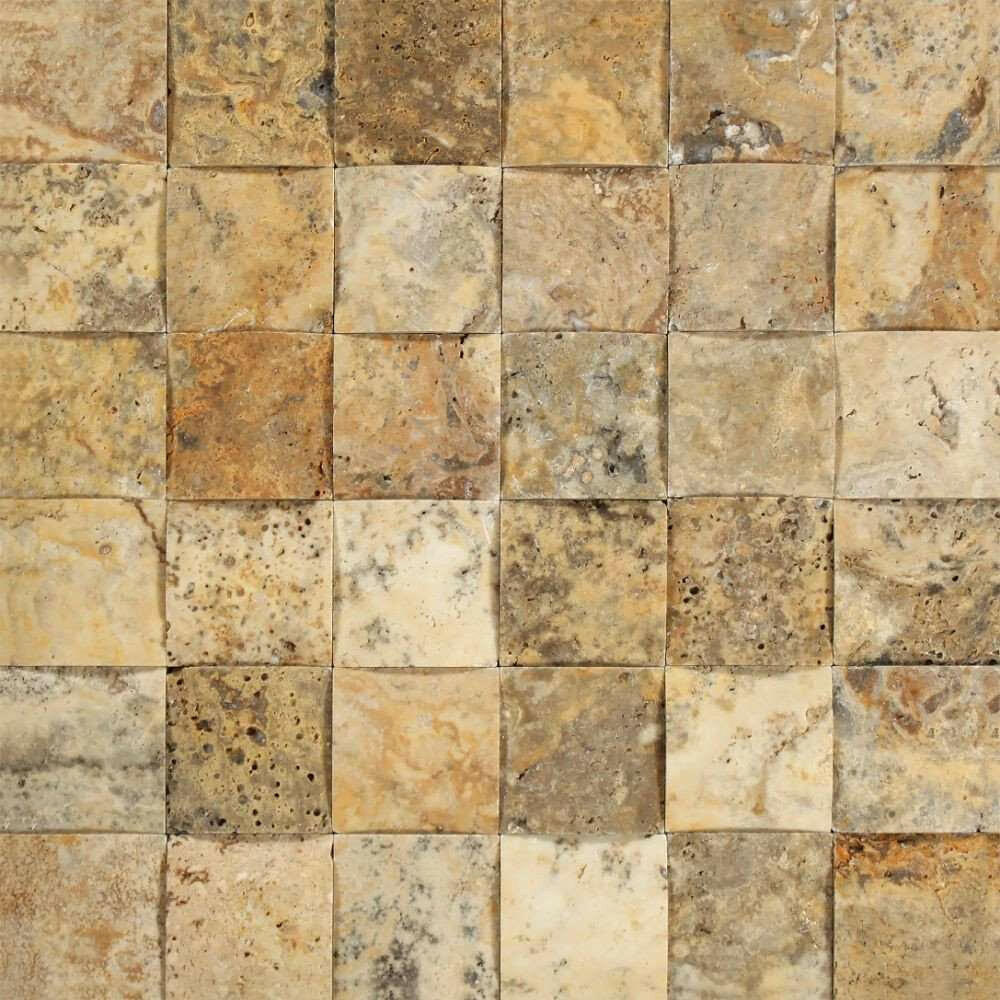 2 X 2 Scabos Travertine Honed CNC Arched 3-D Mosaic Tile-Travertine Mosaic-American Tile Depot