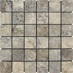 2 X 2 Silver Travertine Tumbled Mosaic Tile-Travertine Mosaic-American Tile Depot