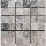 2 X 2 Tundra Gray (Atlantic Gray) Marble Honed Mosaic Tile-Marble Mosaic-American Tile Depot