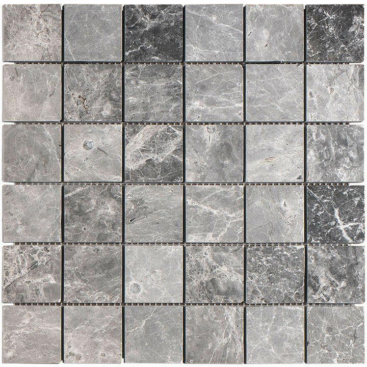 2 X 2 Tundra Gray (Atlantic Gray) Marble Honed Mosaic Tile-Marble Mosaic-American Tile Depot