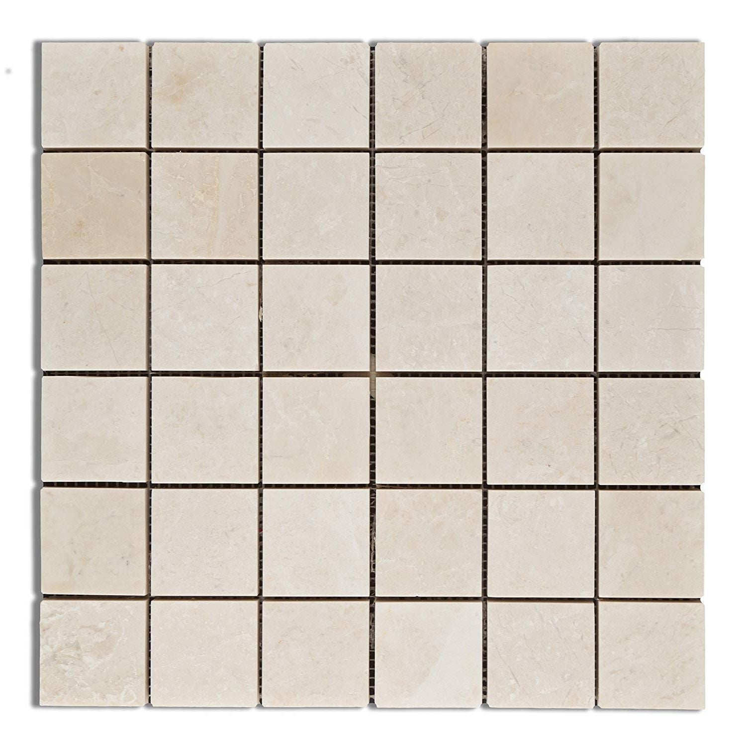 2 X 2 White Pearl / Botticino Marble Polished Mosaic Tile-Marble Mosaic-American Tile Depot