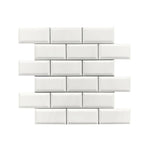 2 X 4 Bianco Dolomite Honed & Beveled Brick Marble Mosaic Tile-Marble Mosaic-American Tile Depot