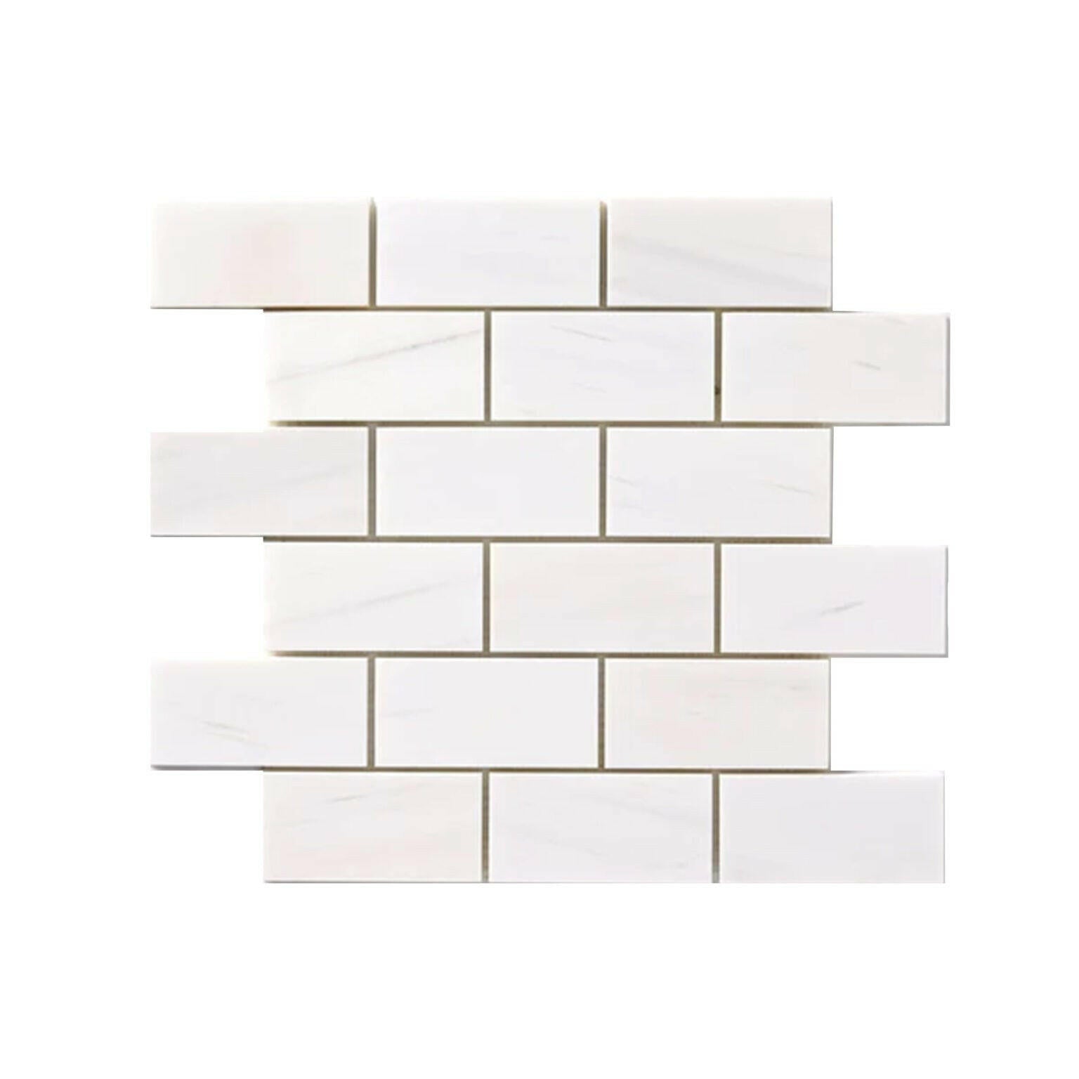 2 X 4 Bianco Dolomite Honed Brick Marble Mosaic Tile-Marble Mosaic-American Tile Depot