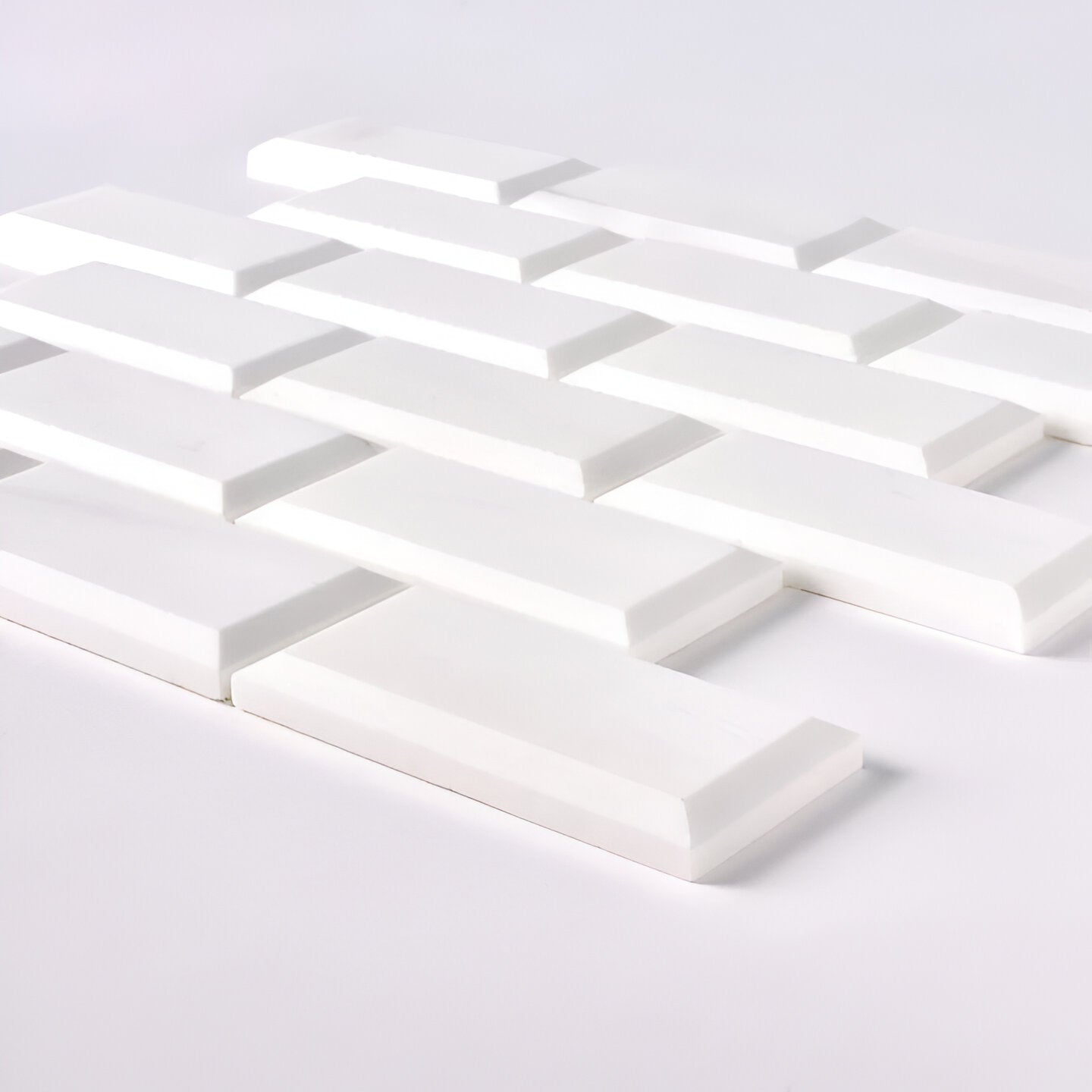 2 X 4 Bianco Dolomite Polished & Beveled Brick Marble Mosaic Tile-Marble Mosaic-American Tile Depot