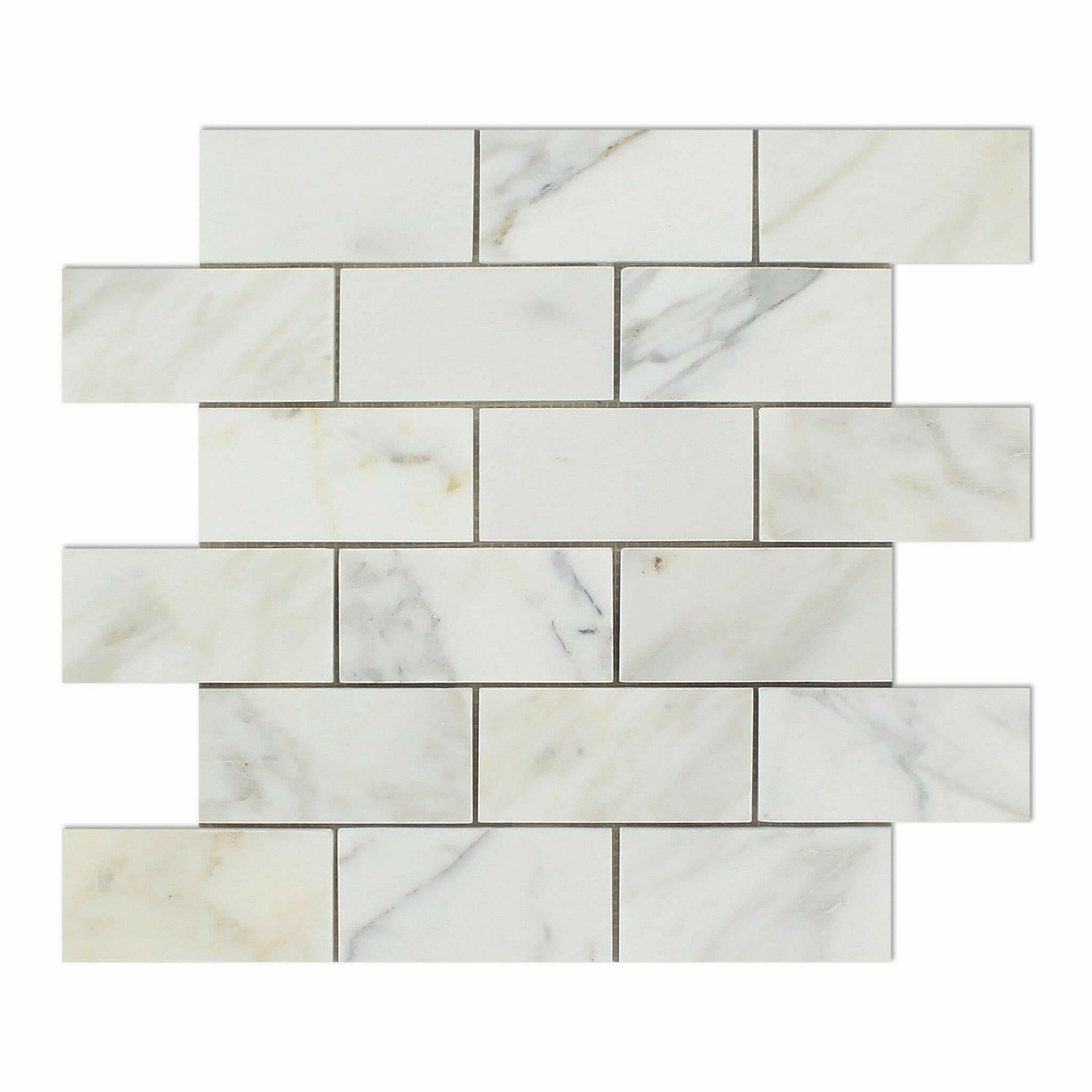 2 X 4 Calacatta Gold Marble Honed Brick Mosaic Tile-Marble Mosaic-American Tile Depot