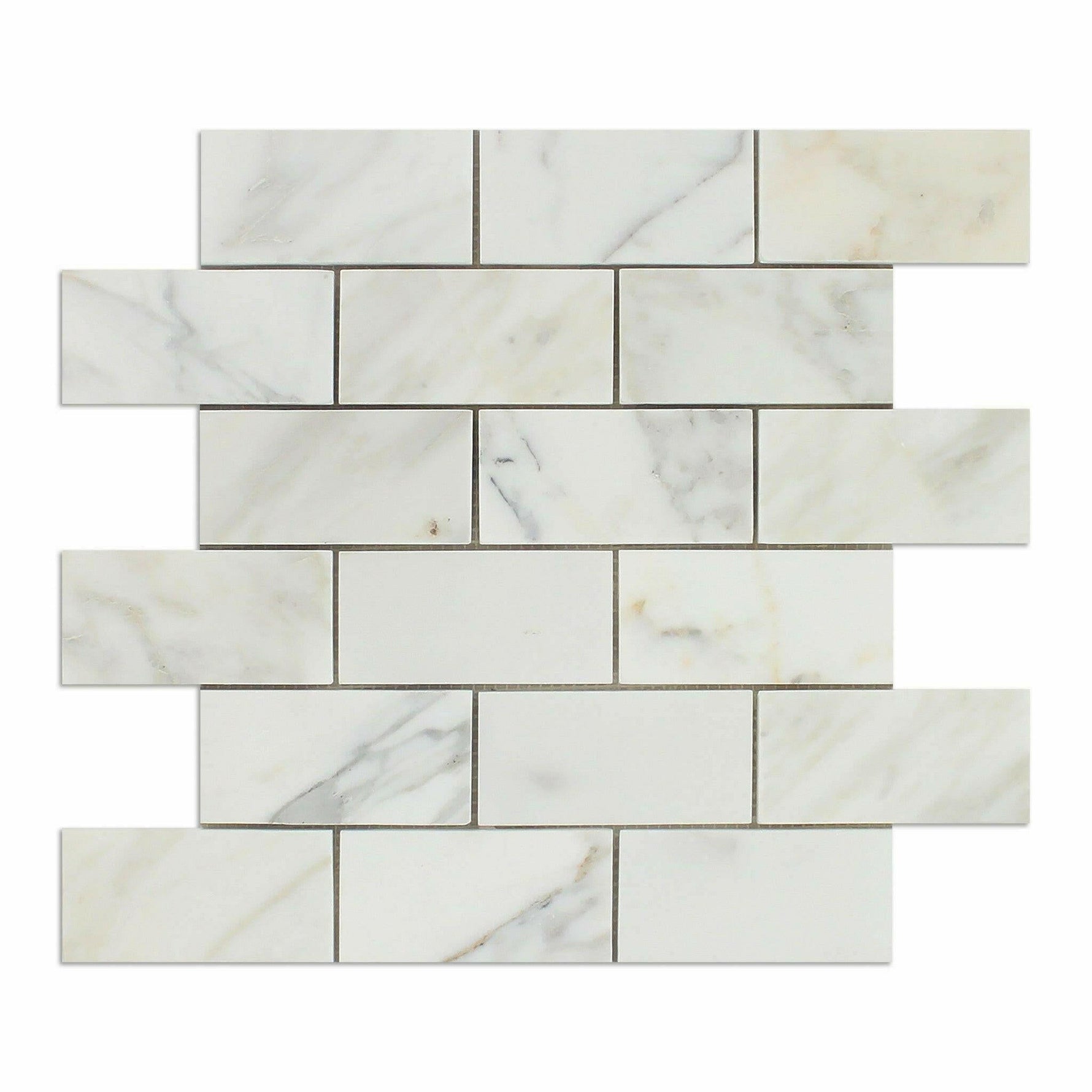 2 X 4 Calacatta Gold Marble Honed Brick Mosaic Tile-Marble Mosaic-American Tile Depot