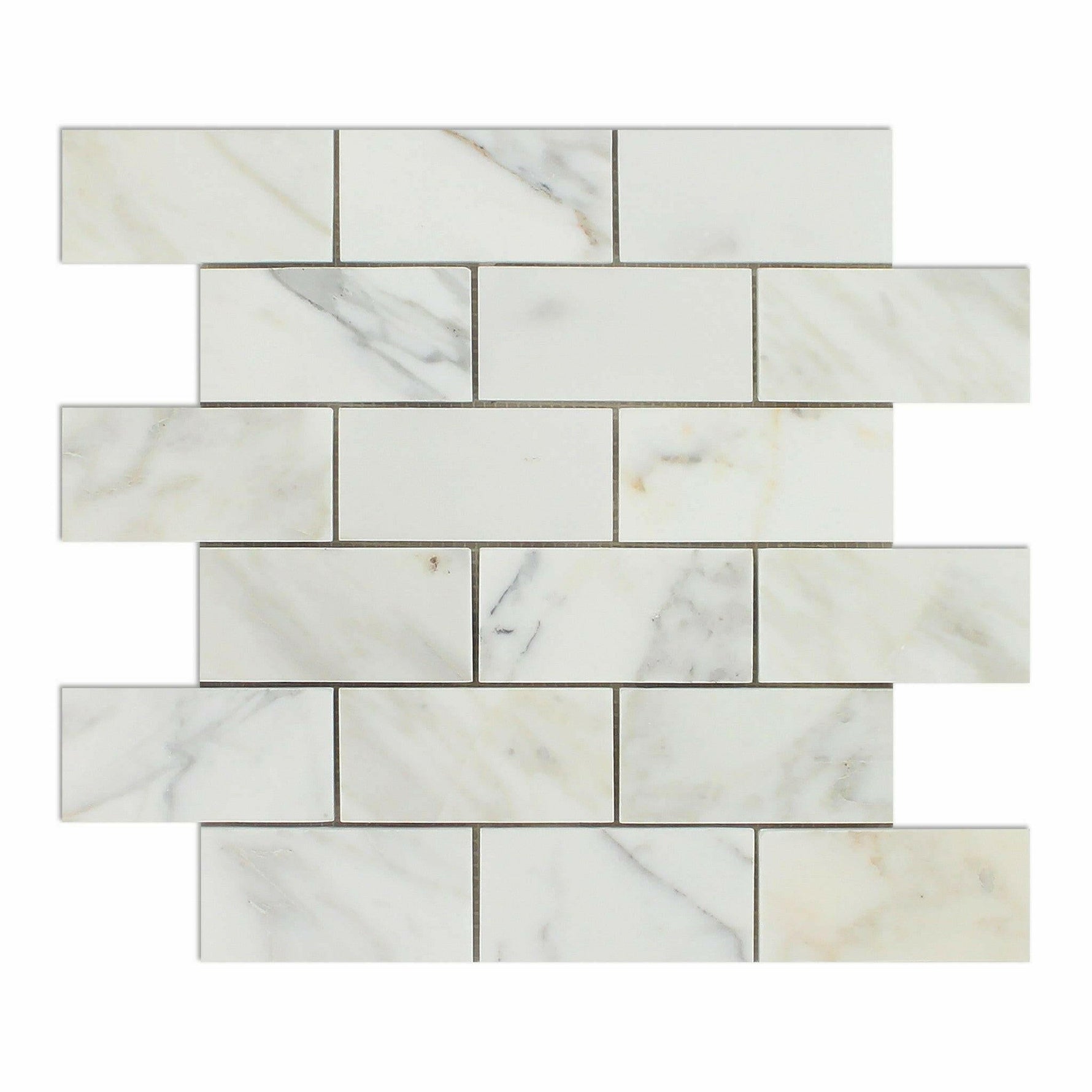 2 X 4 Calacatta Gold Marble Honed Brick Mosaic Tile-Marble Mosaic-American Tile Depot