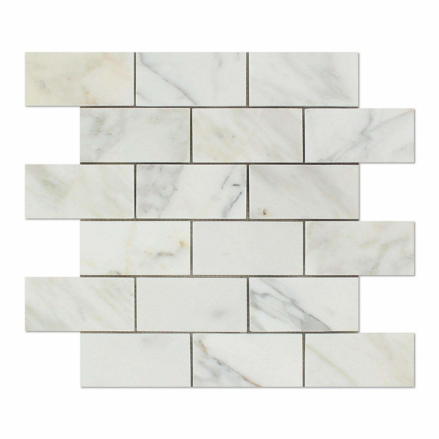 2 X 4 Calacatta Gold Marble Honed Brick Mosaic Tile-Marble Mosaic-American Tile Depot