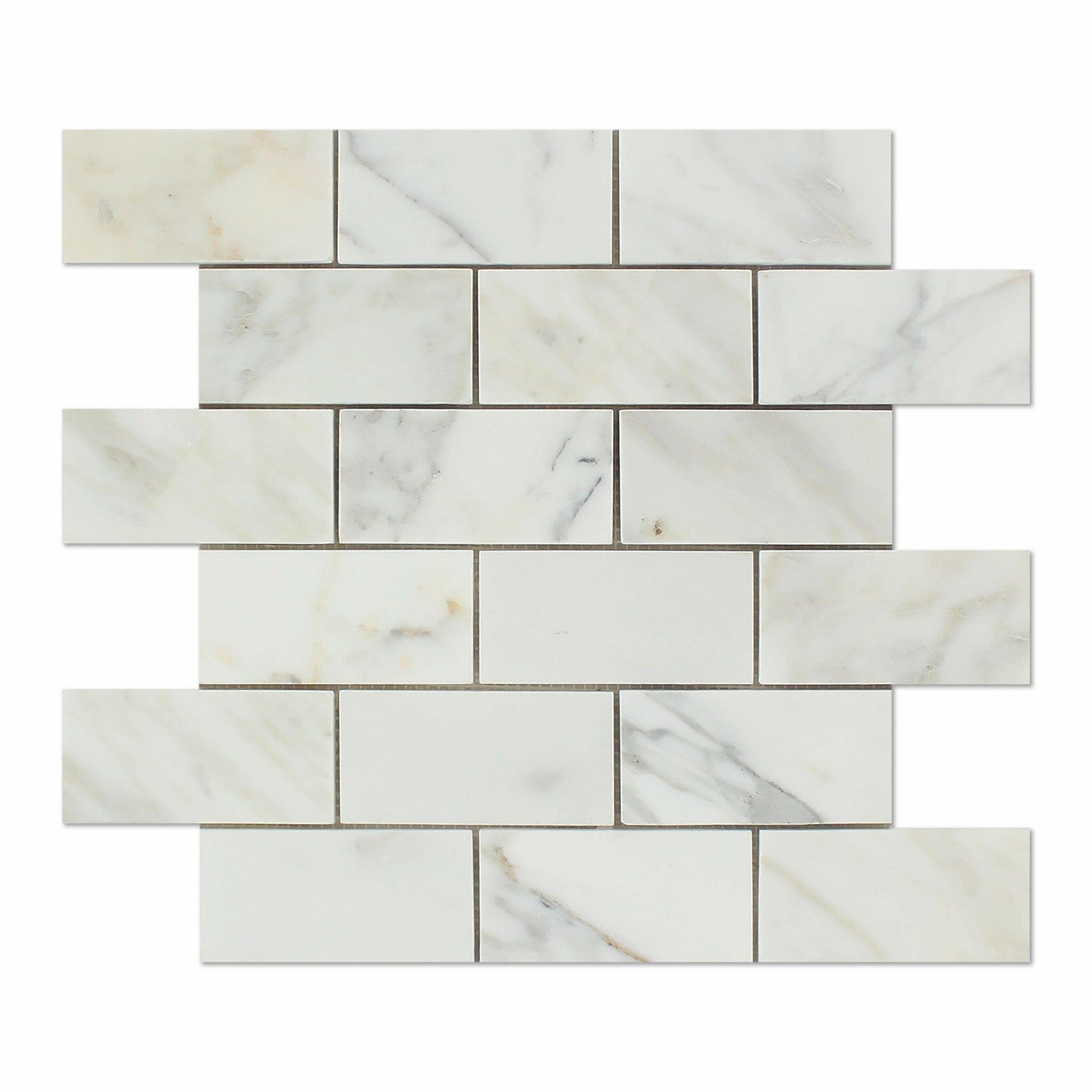 2 X 4 Calacatta Gold Marble Polished Brick Mosaic Tile-Marble Mosaic-American Tile Depot