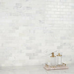 2 X 4 Calacatta Oliva Marble Honed & Beveled Brick Mosaic Tile-Marble Mosaic-American Tile Depot