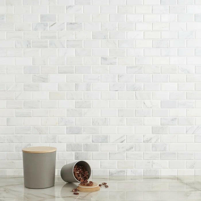 2 X 4 Calacatta Oliva Marble Polished & Beveled Brick Mosaic Tile-Marble Mosaic-American Tile Depot