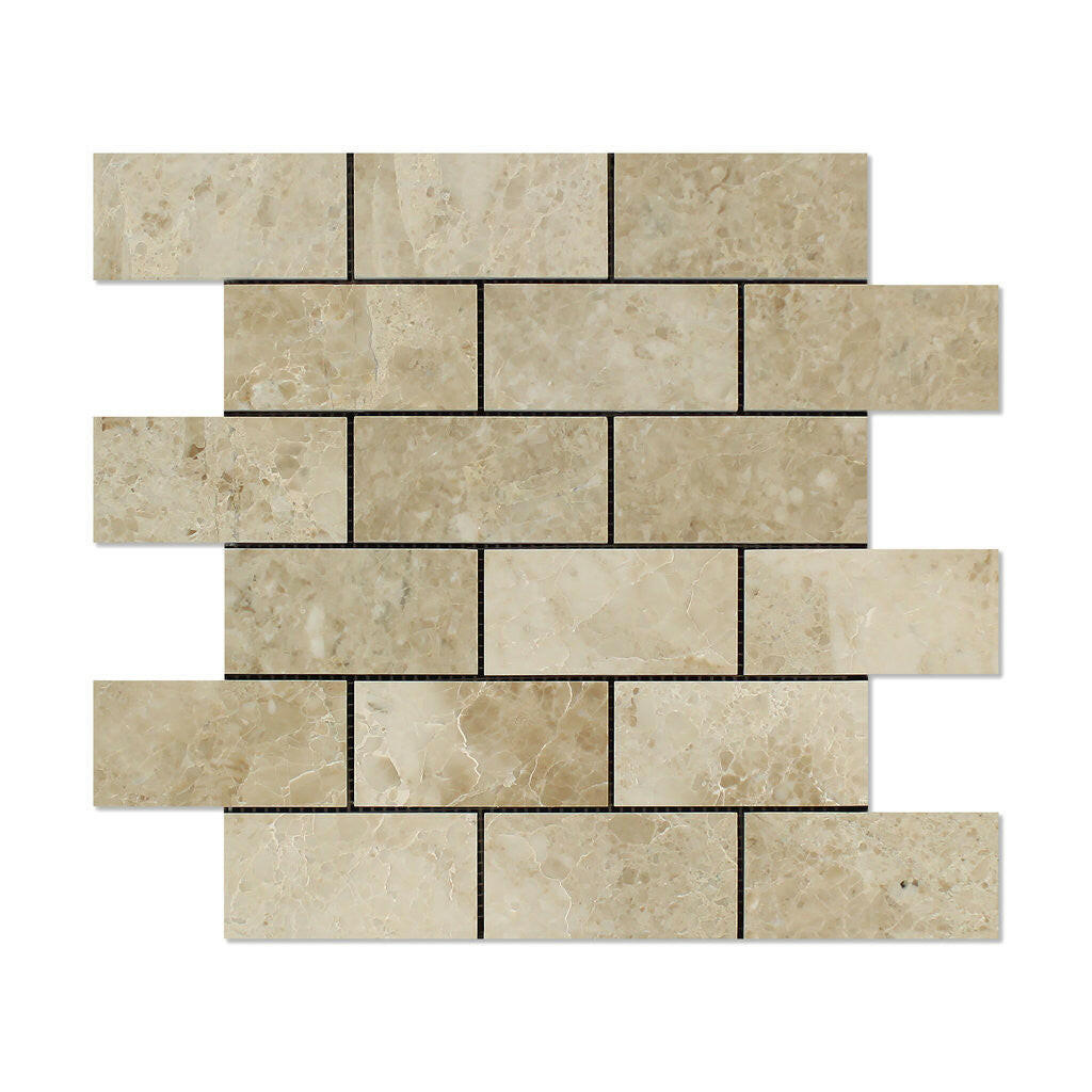 2 X 4 Cappuccino Marble Polished Brick Mosaic Tile-Marble Mosaic-American Tile Depot