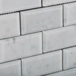 2 X 4 Carrara White Marble Honed & Beveled Brick Mosaic Tile-Marble Mosaic-American Tile Depot