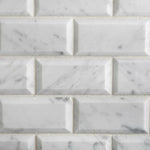 2 X 4 Carrara White Marble Honed & Beveled Brick Mosaic Tile-Marble Mosaic-American Tile Depot