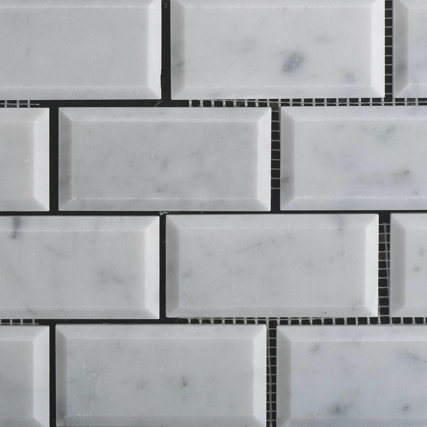 2 X 4 Carrara White Marble Polished & Beveled Brick Mosaic Tile-Marble Mosaic-American Tile Depot