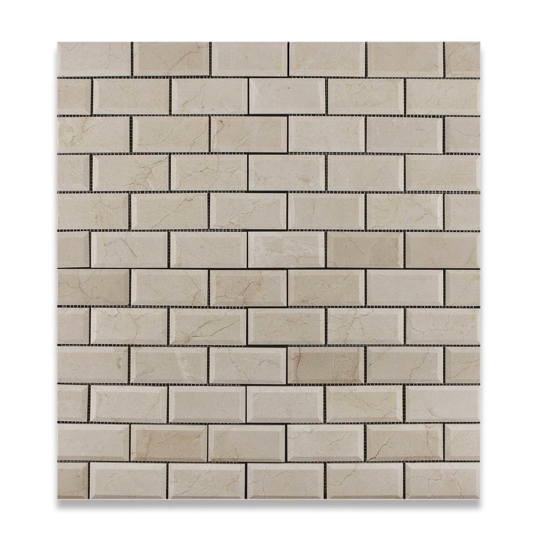 2 X 4 Crema Marfil Marble Honed & Beveled Brick Mosaic Tile-Marble Mosaic-American Tile Depot