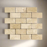 2 X 4 Durango Cream Travertine Tumbled Brick Mosaic Tile-Travertine Mosaic-American Tile Depot