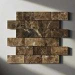 2 X 4 Emperador Dark Marble Polished Brick Mosaic Tile-Marble Mosaic-American Tile Depot