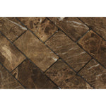 2 X 4 Emperador Dark Marble Tumbled Brick Mosaic Tile-Marble Mosaic-American Tile Depot