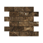 2 X 4 Emperador Dark Marble Tumbled Brick Mosaic Tile-Marble Mosaic-American Tile Depot