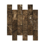 2 X 4 Emperador Dark Marble Tumbled Brick Mosaic Tile-Marble Mosaic-American Tile Depot