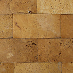 2 X 4 Gold / Yellow Travertine CNC Arched 3-D Brick Mosaic Tile-Travertine Mosaic-American Tile Depot