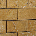 2 X 4 Gold / Yellow Travertine Honed & Beveled Brick Mosaic-Travertine Mosaic-American Tile Depot