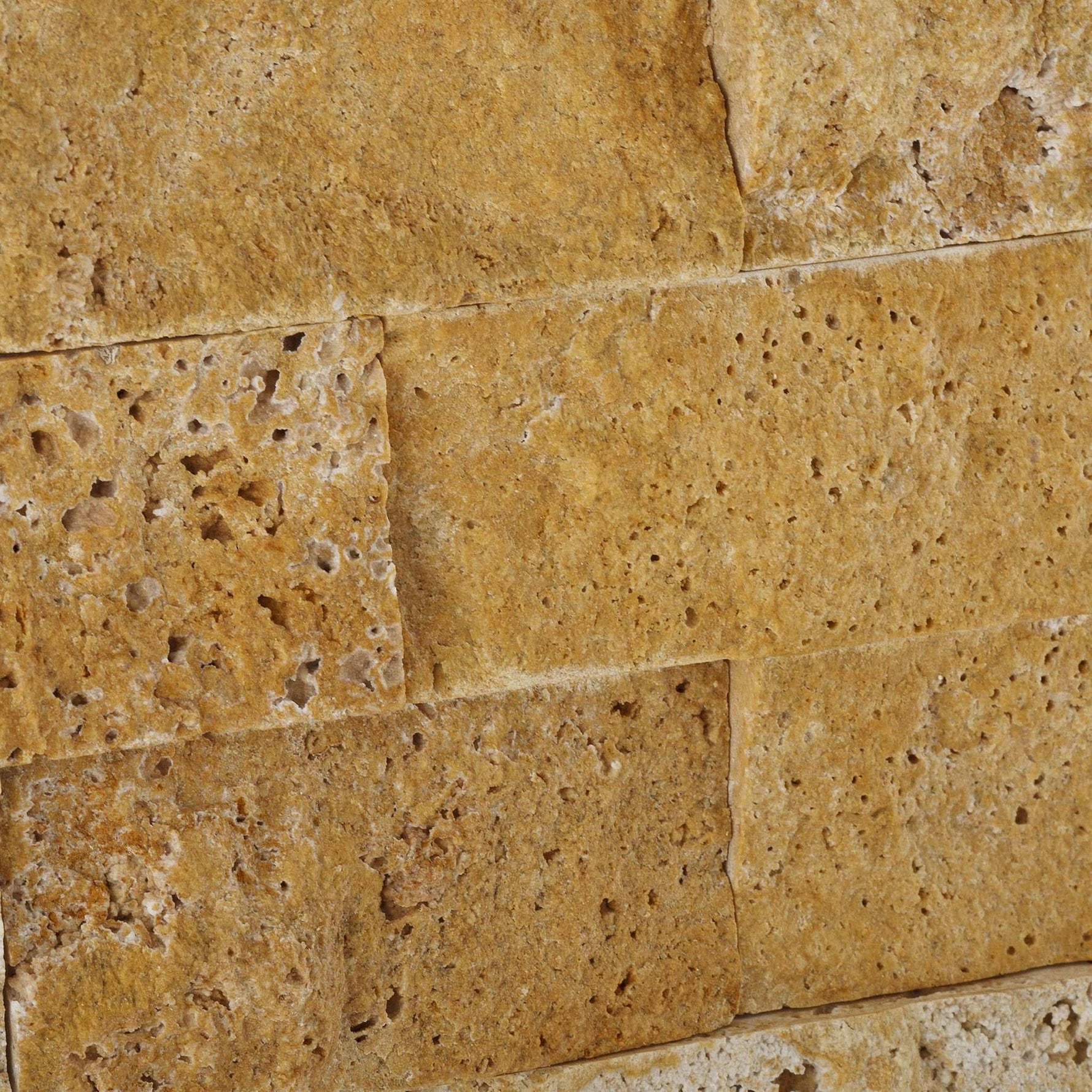 2 X 4 Gold / Yellow Travertine Split-Faced Brick Mosaic Tile-Travertine Mosaic-American Tile Depot