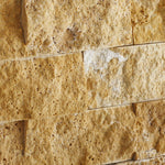 2 X 4 Gold / Yellow Travertine Split-Faced Brick Mosaic Tile-Travertine Mosaic-American Tile Depot