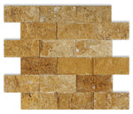 2 X 4 Gold / Yellow Travertine Split-Faced Brick Mosaic Tile-Travertine Mosaic-American Tile Depot