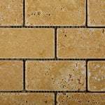 2 X 4 Gold / Yellow Travertine Tumbled Brick Mosaic Tile-Travertine Mosaic-American Tile Depot