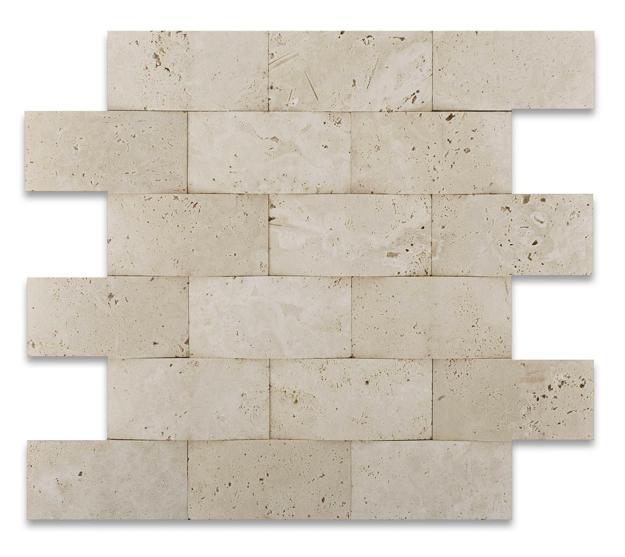 2 X 4 Ivory Travertine CNC Arched 3-D Brick Mosaic Tile