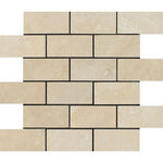 2 X 4 Ivory Travertine Honed Brick Mosaic-Travertine Mosaic-American Tile Depot