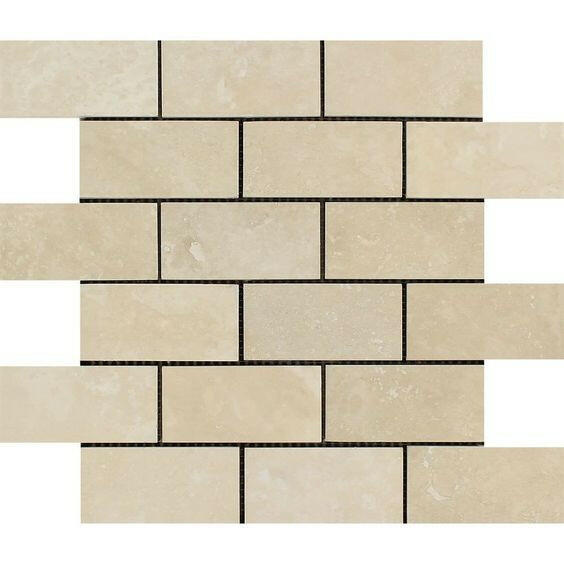 2 X 4 Ivory Travertine Honed Brick Mosaic-Travertine Mosaic-American Tile Depot